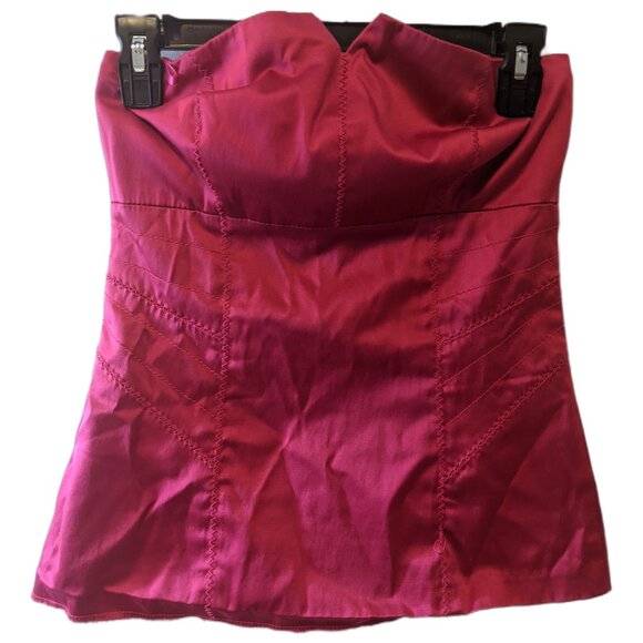 Vintage Y2K Dynamite Halter Top Magenta Corset Satin Party Strapless Pink Sz 5 - Picture 10 of 11